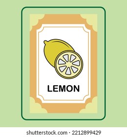 FLASHCARD LEMON is a vector cartoon, cute doodle with Flashcard Game. 
Suitable for designing t-shirts, merchandise, stickers, shop logos, etc. 