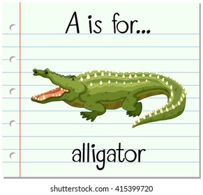 Flashcard letter A is for alligator illustration