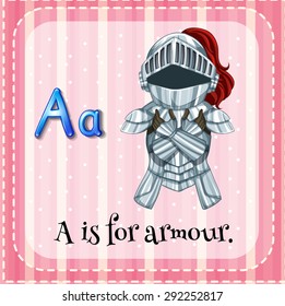 Flashcard letter A is for armour