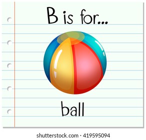 Flashcard letter B is for ball illustration
