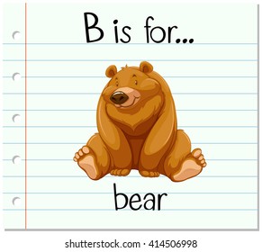 Flashcard letter B is for bear illustration