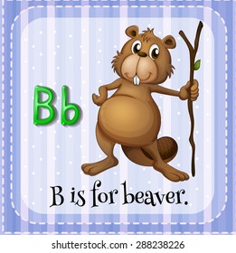 Flashcard letter B is for beaver