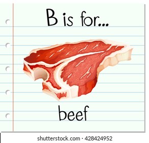 Flashcard Letter B ist zur Rindfleischgrafik geeignet