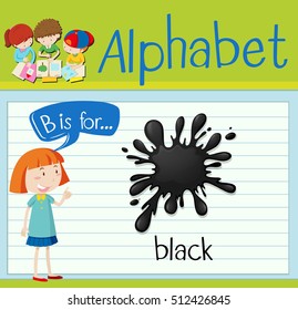 Flashcard letter B is for black illustration