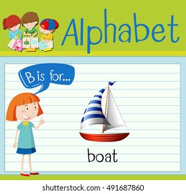 Flashcard letter B is for boat illustration