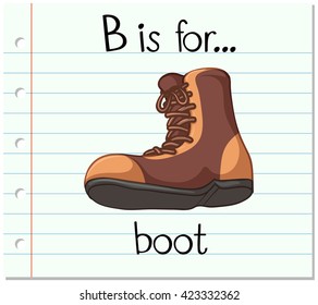Flashcard letter B is for boot illustration