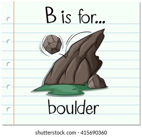 Flashcard letter B is for boulder illustration