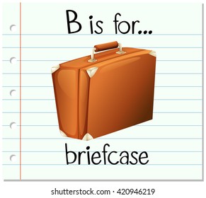 Flashcard letter B is for briefcase illustration