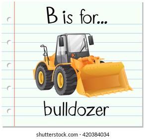 Flashcard letter B is for bulldozer illustration