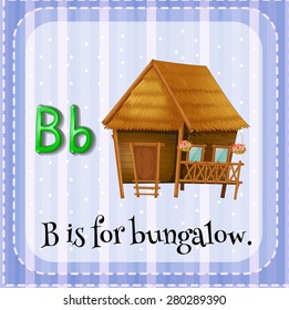 Flashcard letter B is for bungalow