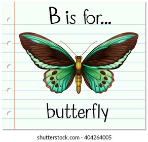 Flashcard Letter B Butterfly Illustration Stock Vector (Royalty Free ...