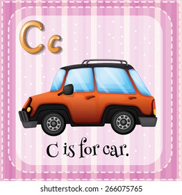 Flashcard letter C is for car