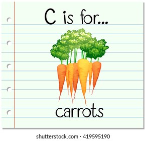 Flashcard letter C is for carrots illustration