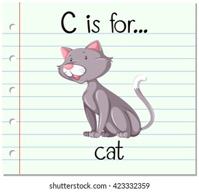 Flashcard letter C is for cat illustration