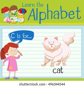 Flashcard letter C is for cat illustration