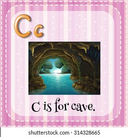 Flashcard letter C is for cave illustration