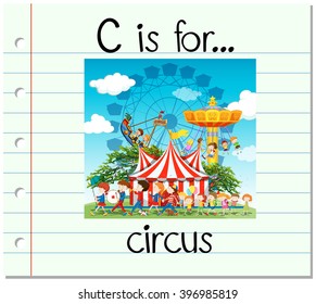 Flashcard letter C is for circus illustration