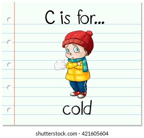 Flashcard letter C is for cold illustration