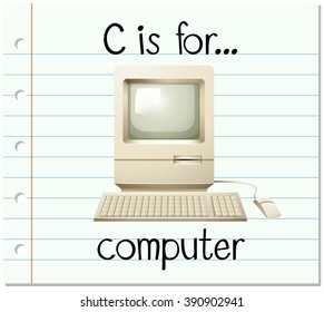 Flashcard letter C is for computer illustration