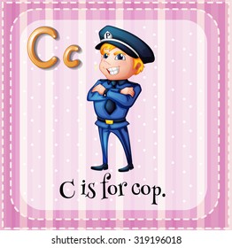Flashcard letter C is for cop illustration
