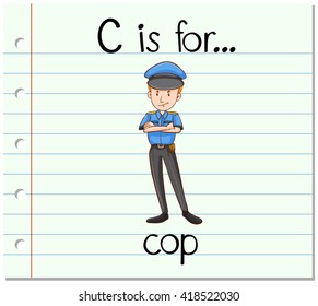 Flashcard letter  C is for cop illustration