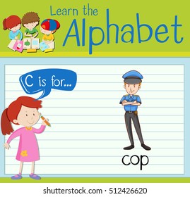 Flashcard letter C is for cop illustration