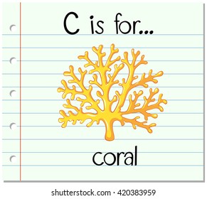 Flashcard letter C is for coral illustration