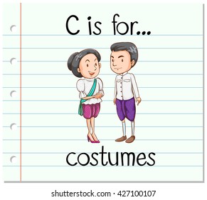 Flashcard letter C is for costumes illustration