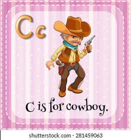 Der Flashcard-Buchstabe C ist für Cowboy geeignet
