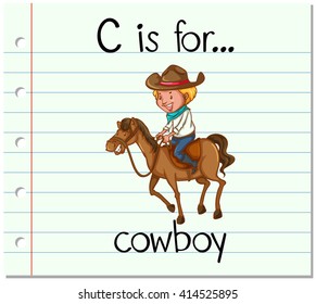 Flashcard letter C is for cowboy illustration