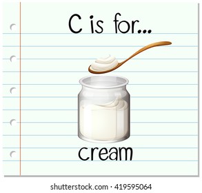 Flashcard letter C is for cream illustration