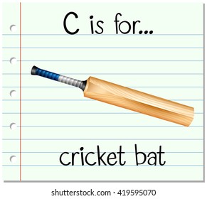 Flashcard letter C is for cricket bat illustration