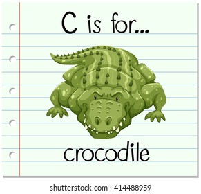 Flashcard letter C is for crocodile illustration