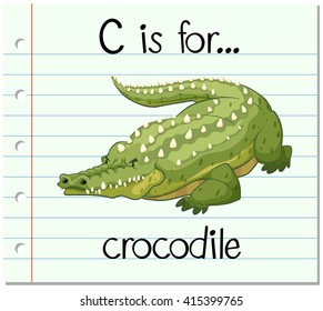 Flashcard letter C is for crocodile illustration