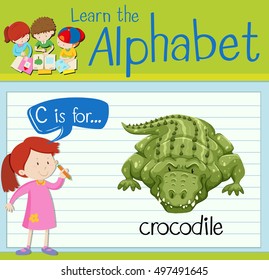 Flashcard letter C is for crocodile illustration