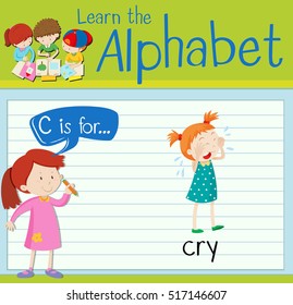 Flashcard letter C is for cry illustration