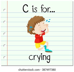 Flashcard letter C is for crying illustration