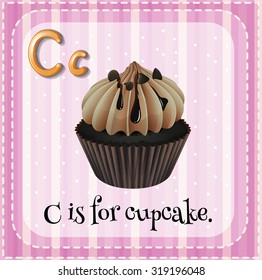 Flashcard letter C is for cupcake illustration