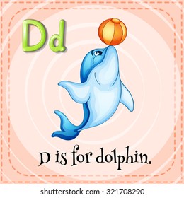 Flashcard letter D is for dalphin illustration