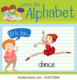 Flashcard letter D is for dance illustration