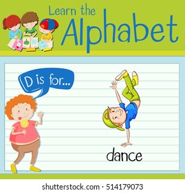 Flashcard letter D is for dance illustration