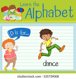 Flashcard letter D is for dance illustration
