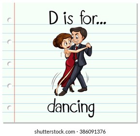 Flashcard letter D is for dancing illustration