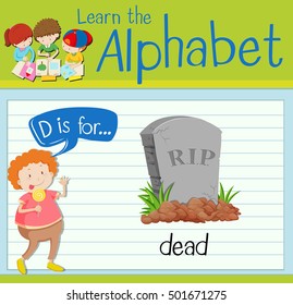 Flashcard letter D is for dead illustration