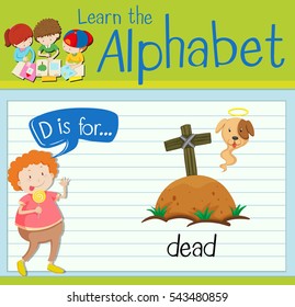 Flashcard letter D is for dead illustration