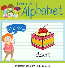 Flashcard letter D is for desert illustration