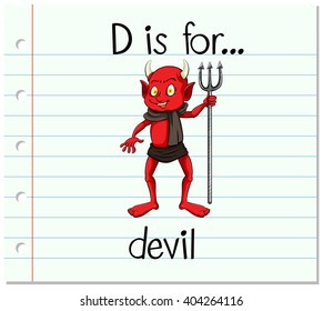 Flashcard letter D is for devil illustration