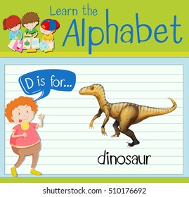 Flashcard letter D is for dinosaur illustration