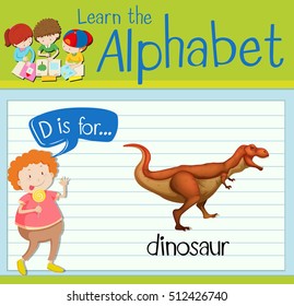 Flashcard letter D is for dinosaur illustration
