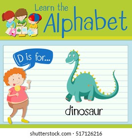 Flashcard letter D is for dinosaur illustration